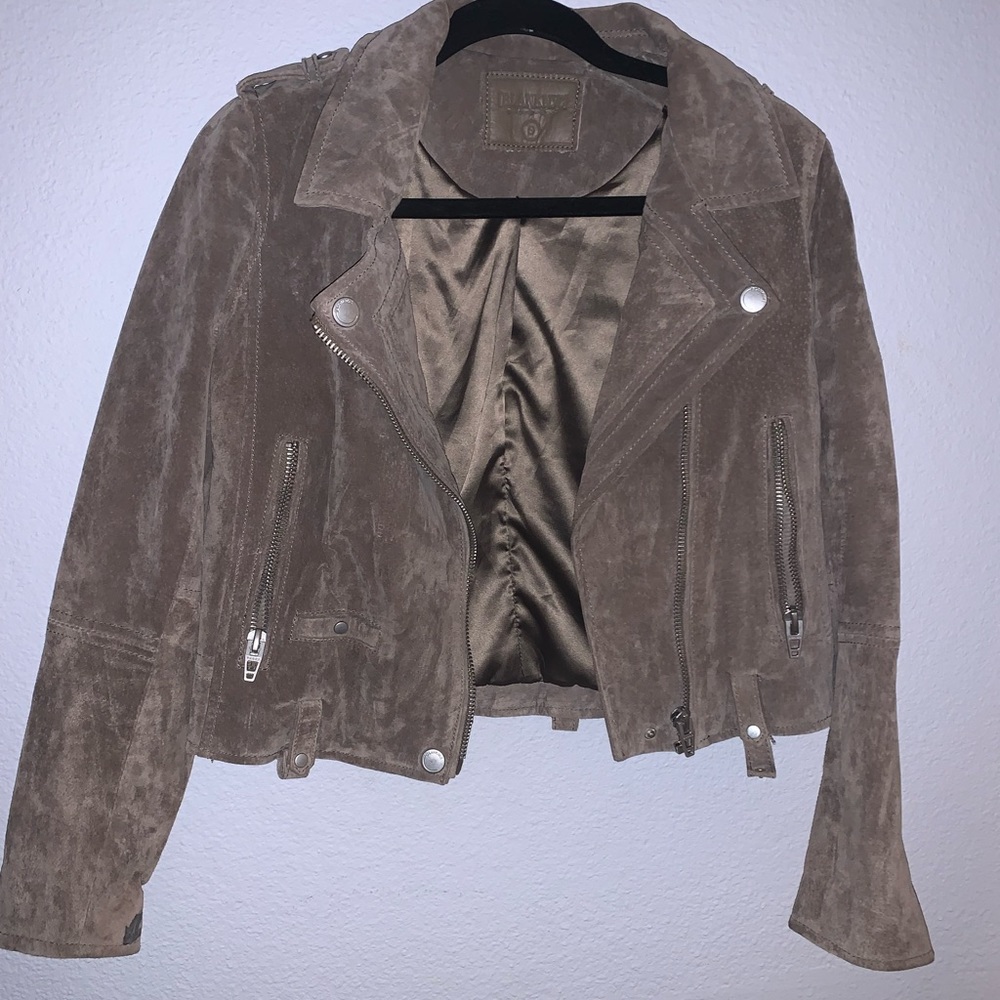 Faux Suede Dusty Grey Moto Zip Jacket Asymmetrical